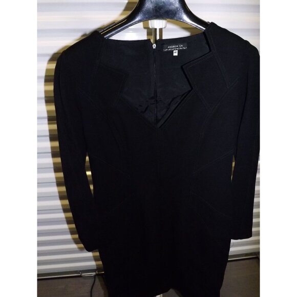 Andrew GN Luxury Fitted Black Long Sleeve Dress Size 46 EU 1416 US Rich Fabric - Picture 4 of 16